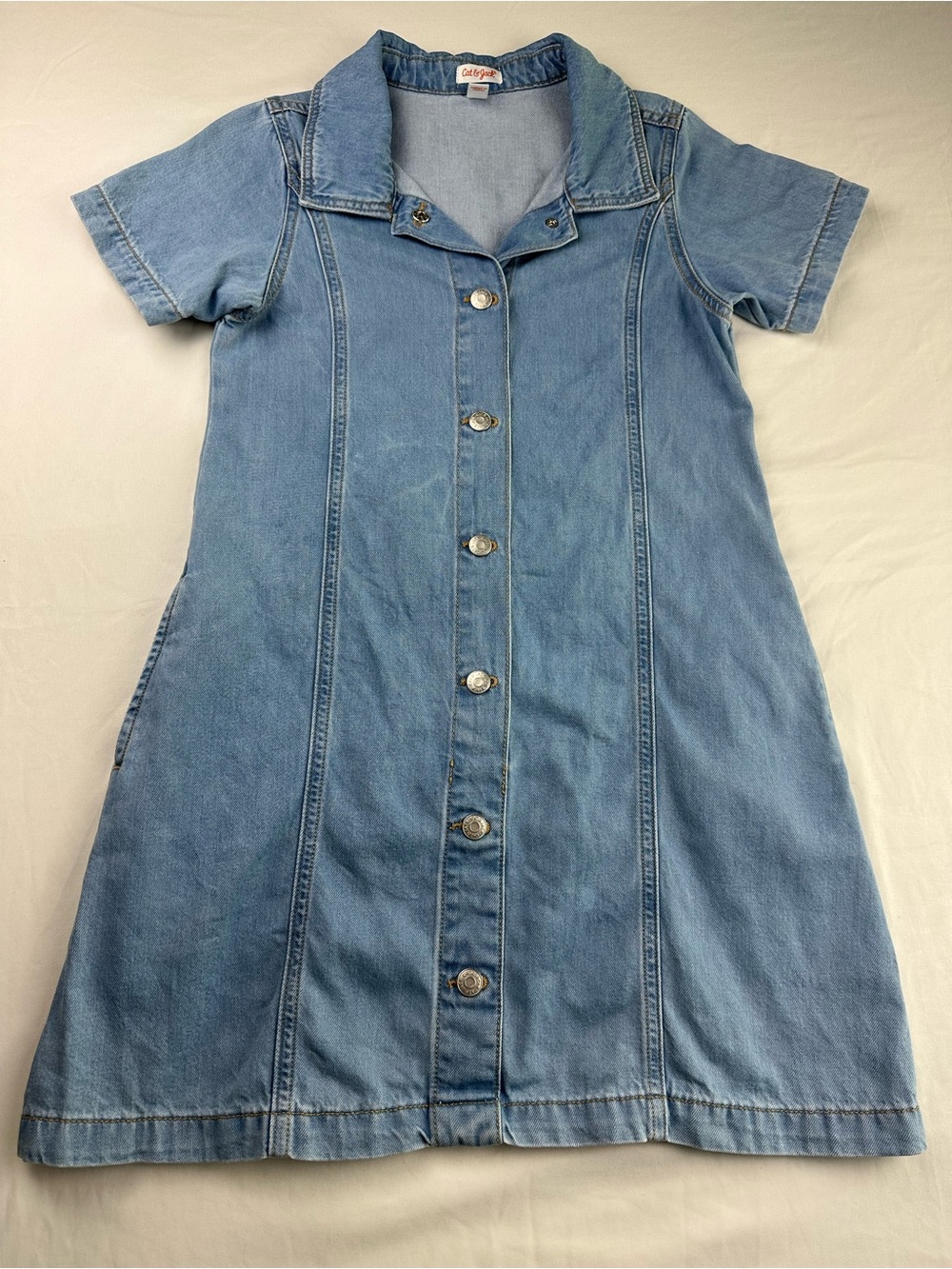 Micro Mini Denim Dress Button Down A-Line Summer Festival Coastal Cowgirl XS/S